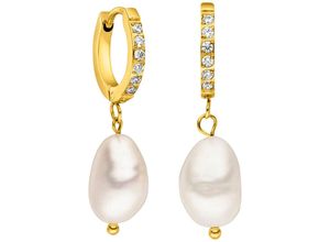 4260664862635 - Paar Creolen Schmuck Geschenk Malahi Ohrringe 2024-Earring-Malahi Ohrringe Gr Edelstahl-Perlen gelb (gelbgoldfarben kristallweiß weiß kristallweiß) Damen Made in Germany - mit Zirkonia (synth) Süßwasserzuchtperle