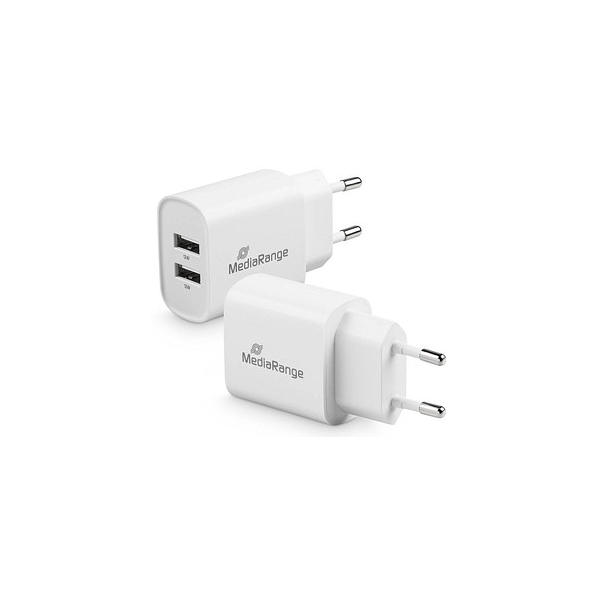 4260664872559 - Mediarange - 12W charger with two usb-a outputs white (MRMA114)