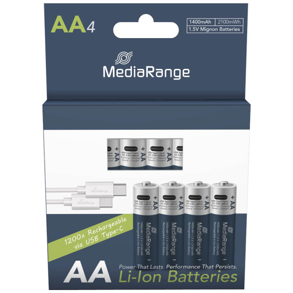 4260664875833 - 4 USB-Akkus mit Ladekabel Mignon AA 1400 mAh 4260664875833 4 Stück