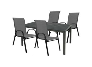 4260668754486 - - Gartengarnitur 5-teilig 160x90cm Anthrazit Schwarz Polywood-M726867+4xMMC330888