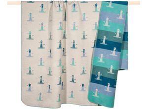 4260669246485 - Wohndecke PAD LIGHTHOUSE Wohndecken Gr B L 150 cm x 200 cm blau (turqouise) Decken Made in Europe