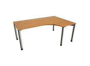 4260672332168 - fm Sidney höhenverstellbarer Schreibtisch buche C-Form 4-Fuß-Gestell silber 1800 x 800 1200 cm