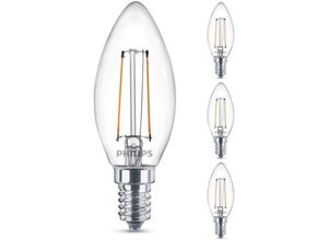 4260677173223 - Led Lampe ersetzt 25W E14 Birne B35 klar warmweiß 250 Lumen nicht dimmbar 4er Pack - transparent - Philips