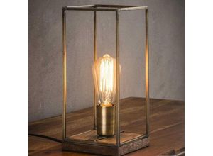 4260677175302 - Tischleuchte Liv in Bronze E27 mit Holzsockel [Gebraucht - Wie Neu] - brown - Famlights