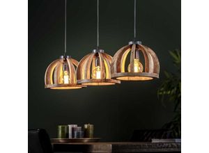 4260677175777 - Famlights - Pendelleuchte Emil in Natur E27 3-flammig - brown