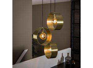 4260677176217 - Pendelleuchte Neyla in Gold E27 3-flammig Rondell - yellow - Famlights