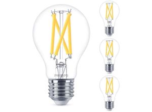 4260677176415 - Led Lampe ersetzt 75W E27 Standardform A60 klar warmweiß 1080 Lumen dimmbar 4er Pack - transparent - Philips