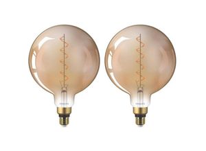 4260677176569 - Led Lampe ersetzt 25W E27 Globe G200 gold warmweiß 300 Lumen nicht dimmbar 2er Pack - yellow - Philips