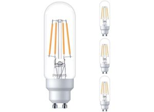 4260677176682 - Led Lampe ersetzt 40W GU10 Röhrenform T30 klar warmweiß 470 Lumen nicht dimmbar 4er Pack - transparent - Philips