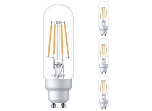 4260677176699 - Led Lampe ersetzt 40W GU10 Röhrenform T30 klar kaltweiß 470 Lumen nicht dimmbar 4er Pack - transparent - Philips