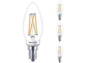 4260677177108 - Led Lampe ersetzt 40 w E14 Kerzenform B35 klar warmweiß 475 Lumen dimmbar 4er Pack - transparent - Philips