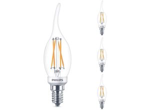 4260677177894 - Led Lampe ersetzt 40 w E14 Kerzenform B35 klar warmweiß 475 Lumen dimmbar 4er Pack - transparent - Philips