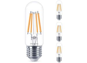 4260677177986 - Led Lampe ersetzt 60 w E27 Röhrenform T30 klar warmweiß 806 Lumen nicht dimmbar 4er Pack - transparent - Philips