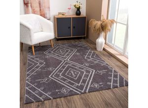 4260679088686 - Teppich CARPET CITY April 2291 Teppiche Gr B L 200 cm x 290 cm 10 mm 1 St grau Esszimmerteppiche Boho-Teppich besonders weich Hochflor