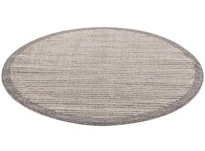 4260679089393 - Teppich CARPET CITY Art 2231 Teppiche Gr Ø 200 cm 7 mm 1 St braun (mokka) Esszimmerteppiche Kurzflor Streifen-Muster ideal für Flur & Diele