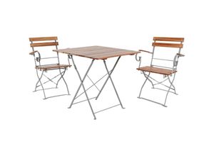 4260687433751 - - Biergarten Set klappbar 70x70cm + 2 Stk Klappstuhl mit Armlehne-MBG1004+2xMBG1001