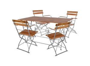 4260687433805 - - Biergarten Set klappbar 120x70cm + 4 Stk Klappstuhl mit Armlehne-MBG1002+4xMBG1001