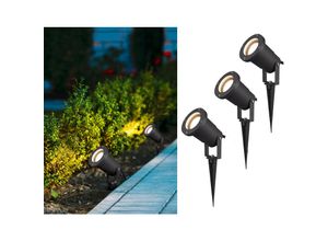 4260688150718 - Meinewunschleuchte - Schwenkbarer led Garten Baumstrahler 3er Set mit Erdspieß & 5m Anschlußkabel