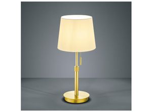 4260688150909 - Leuchten - Höhenverstellbare led Tischleuchte mit stylishem Stoffschirm Weiß Messing