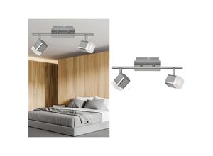 4260688151524 - Meinewunschleuchte - led Deckenstrahler 2er set 2 flammig Silber matt mit Schirmen in Weiß 34cm breit