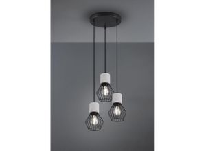 4260688152330 - Meinewunschleuchte - Industrial led Pendellampe mit 3 Drahtkörben in Schwarz matt & Betonoptik