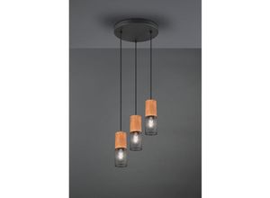 4260688152729 - Leuchten - led Pendellampe 3 Draht Lampenschirme in Schwarz & Holzfassungen