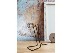 4260688152781 - Leuchten - Industrial led Tischlampe mit Metallgeflecht Metallschirm und Holzsockel