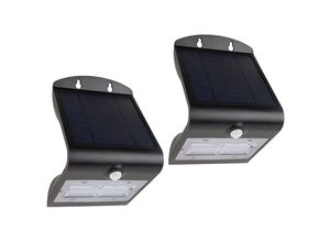 4260688152873 - - led Solar Wandleuchten 2er set Außenleuchte Fassadenbeleuchtung Schwarz 21x14cm