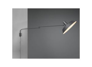 4260688153009 - Meinewunschleuchte - Schwenkbare led Wandlampe mit Metallschirm Schwarz Schnurschalter & Stecker