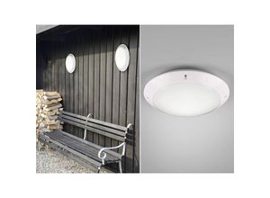 4260688154174 - Meinewunschleuchte - led Außendeckenleuchte Wandlampe rund in Weiß matt - 26 cm