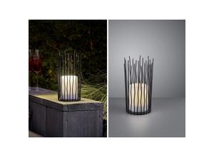 4260688154365 - Meinewunschleuchte - Solar Tischleuchten 2er set mit Flammen Effekt Ø10cm Höhe 22cm