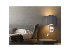 4260688154778 - Meinewunschleuchte - Wandleuchte caima mit led Leselampe & Stoffschirm Grau für Bett & Sofa