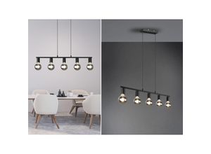 4260688156925 - Meinewunschleuchte - led Pendelleuchte Schwarz dimmbar 5 Flammig Balken 82cm breit