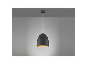 4260688157717 - LED Hängelampe oval 1 flammig Schwarz Lampenschirm innen Gold Ø 30cm