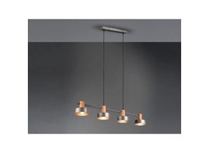 4260688157885 - LED Balkenpendelleuchte mit Metallschirmen Silber Antik & Holz Breite 90cm