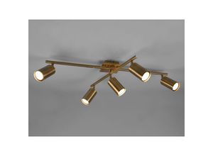 4260688157939 - Meinewunschleuchte - led Deckenstrahler in Altmessing 5-flammig Arm & Spots schwenkbar dimmbar