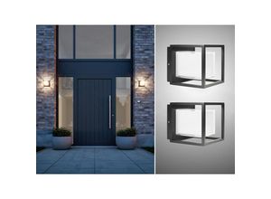 4260688158134 - Smartwares - led Außenwandleuchten 2er set eckig Aluminium Schwarz 17x15cm