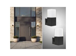 4260688158141 - Smartwares - led Außenwandleuchten 2er set eckig Aluminium Schwarz Up Light 20x14cm