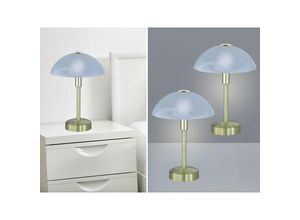 4260688159131 - Leuchten - led Tischleuchten 2er set - Messing Alabaster Schirm - dimmbar - 30cm