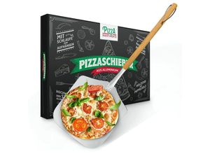 4260689050017 - Pizza Divertimento [das original - Pizzaschieber - Pizzaschaufel aus rostfreiem Aluminium [83 cm]- Robustes Gewinde - Pizzaheber mit abgerundeten