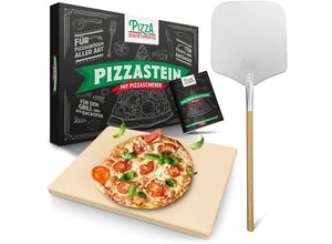 4260689050024 - Pizza Divertimento - DAS ORIGINAL - Pizzastein für Backofen & Gasgrill – inkl Pizzaschieber – Vergleichorg ausgezeichnet - Pizza Stein – Für