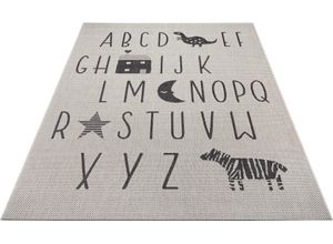 4260691784627 - Kinderteppich LÜTTENHÜTT Alphabet Teppiche Gr B L 160 cm x 230 cm 3 mm 1 St schwarz (creme schwarz) Kinder Kinderzimmerteppiche