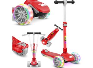 4260692713534 - KIDIZ® Roller Kinder Scooter X-Pro2 Dreiradscooter mit PU LED Leuchtenden Räder Kinderroller faltbar Tret-Roller höhenverstellbarer Cityroller Kinderscooter für Jungen Mädchen 3-12 Jahre