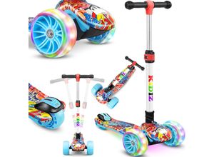 4260692713558 - KIDIZ® Roller Kinder Scooter X-Pro2 Dreiradscooter mit PU LED Leuchtenden Räder Kinderroller faltbar Tret-Roller höhenverstellbarer Cityroller Kinderscooter für Jungen Mädchen 3-12 Jahre