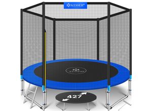 4260692714258 - KESSER® - Trampolin TÜV SÜD GS Zertifiziert Komplettset mit Sicherheitsnetz Leiter Randabdeckung & Zubehör Kindertrampolin Gartentrampolin Belastbarkeit 150 kg