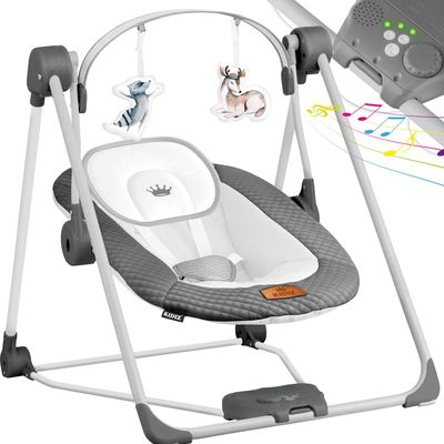 4260692714920 - KIDIZ® Babywippe Babyschaukel mit 5 Geschwindigkeitseinstellungen zusammenklappbarer Baby Wippe Schaukel Babyhochstuhl mit Spielbogen Spielzeugen 5 beruhigende Naturgeräusche neugeborene