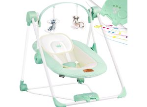 4260692714951 - KIDIZ® Babywippe Babyschaukel mit 5 Geschwindigkeitseinstellungen zusammenklappbarer Baby Wippe Schaukel Babyhochstuhl mit Spielbogen Spielzeugen 5 beruhigende Naturgeräusche neugeborene