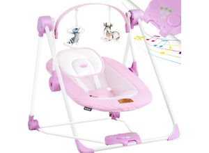 4260692714968 - KIDIZ® Babywippe Babyschaukel mit 5 Geschwindigkeitseinstellungen zusammenklappbarer Baby Wippe Schaukel Babyhochstuhl mit Spielbogen Spielzeugen 5 beruhigende Naturgeräusche neugeborene