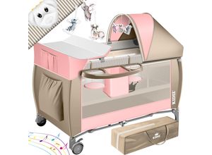 4260692715040 - KIDIZ® Babybett 3 in 1 Reisebett Kombi Set Baby Bett mit Wickelauflage Moskitonetz Laufstall Baby ab Geburt bis 15 kg luftige Seitenwände mit Seiteneingang Tragetasche zusammenklappbar