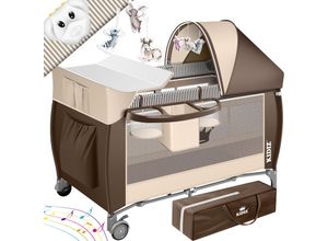 4260692715057 - KIDIZ® Babybett 3 in 1 Reisebett Kombi Set Baby Bett mit Wickelauflage Moskitonetz Laufstall Baby ab Geburt bis 15 kg luftige Seitenwände mit Seiteneingang Tragetasche zusammenklappbar